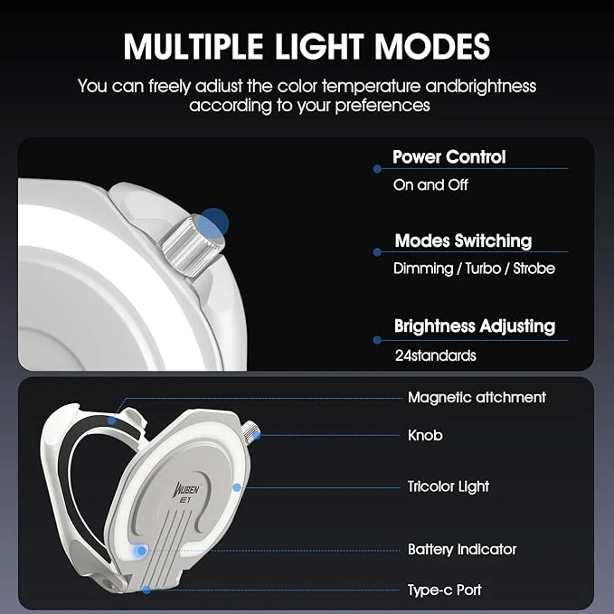 WUBEN E1 EDC Rechargeable Selfie Light Portable Ring Light - Image 5